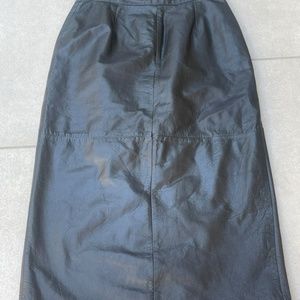 Long Black Leather Vintage Midi Skirt by Arlando Size 10